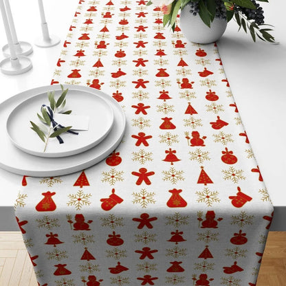 Xmas Winter Red & Blue Christmas Dining Table Runner