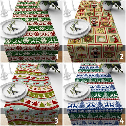 Xmas Deer Christmas Tablecloth Pine Tree Table Runner