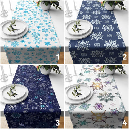 Blue Snowflakes Pattern Christmas Decor Table Runner