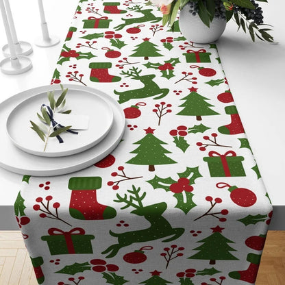 Xmas Winter Deer Holiday Home Decor Table Runner