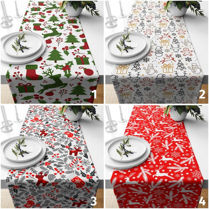 Xmas Winter Deer Holiday Home Decor Table Runner