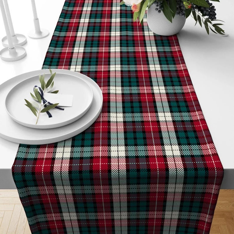 Tartan or Plaid Xmas Red Green Scottish Theme Table Runner