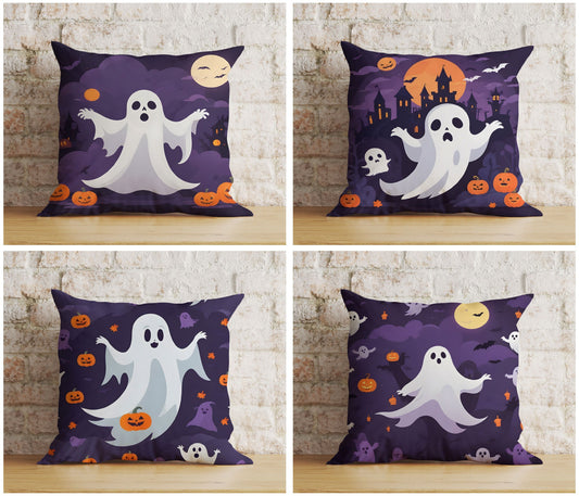 Happy Halloween Ghost Pillow Cover Trick or Treat Cushion Cover