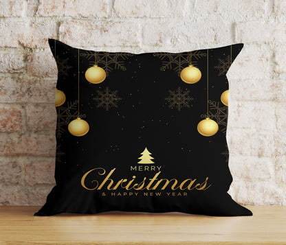 Merry Christmas White Gold Xmas Snowflake Cushion Cover