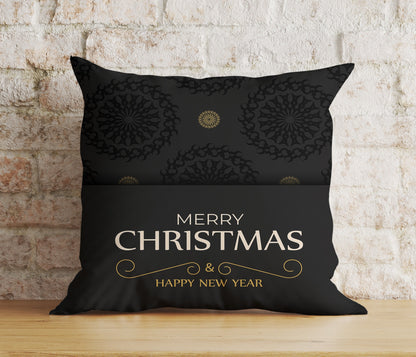 Merry Christmas White Gold Xmas Snowflake Cushion Cover