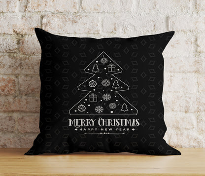 Merry Christmas White Gold Xmas Snowflake Cushion Cover