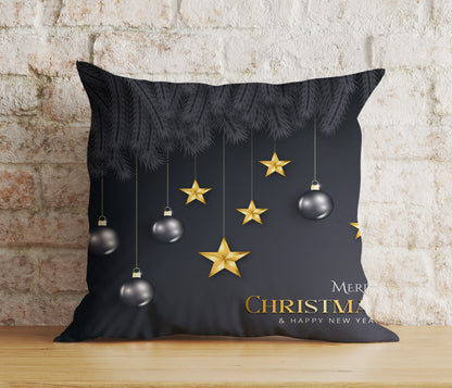 Merry Christmas White Gold Xmas Snowflake Cushion Cover