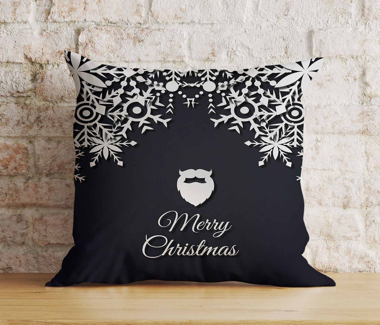 Merry Christmas White Gold Xmas Snowflake Cushion Cover