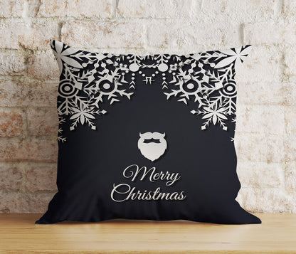 Merry Christmas White Gold Xmas Snowflake Cushion Cover