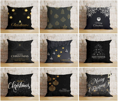 Merry Christmas White Gold Xmas Snowflake Cushion Cover