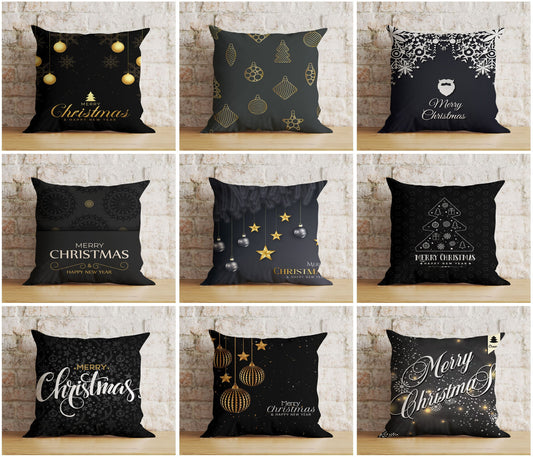 Merry Christmas White Gold Xmas Snowflake Cushion Cover