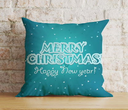 Blue or Turquoise Hello Winter Merry Christmas Cushion Covers