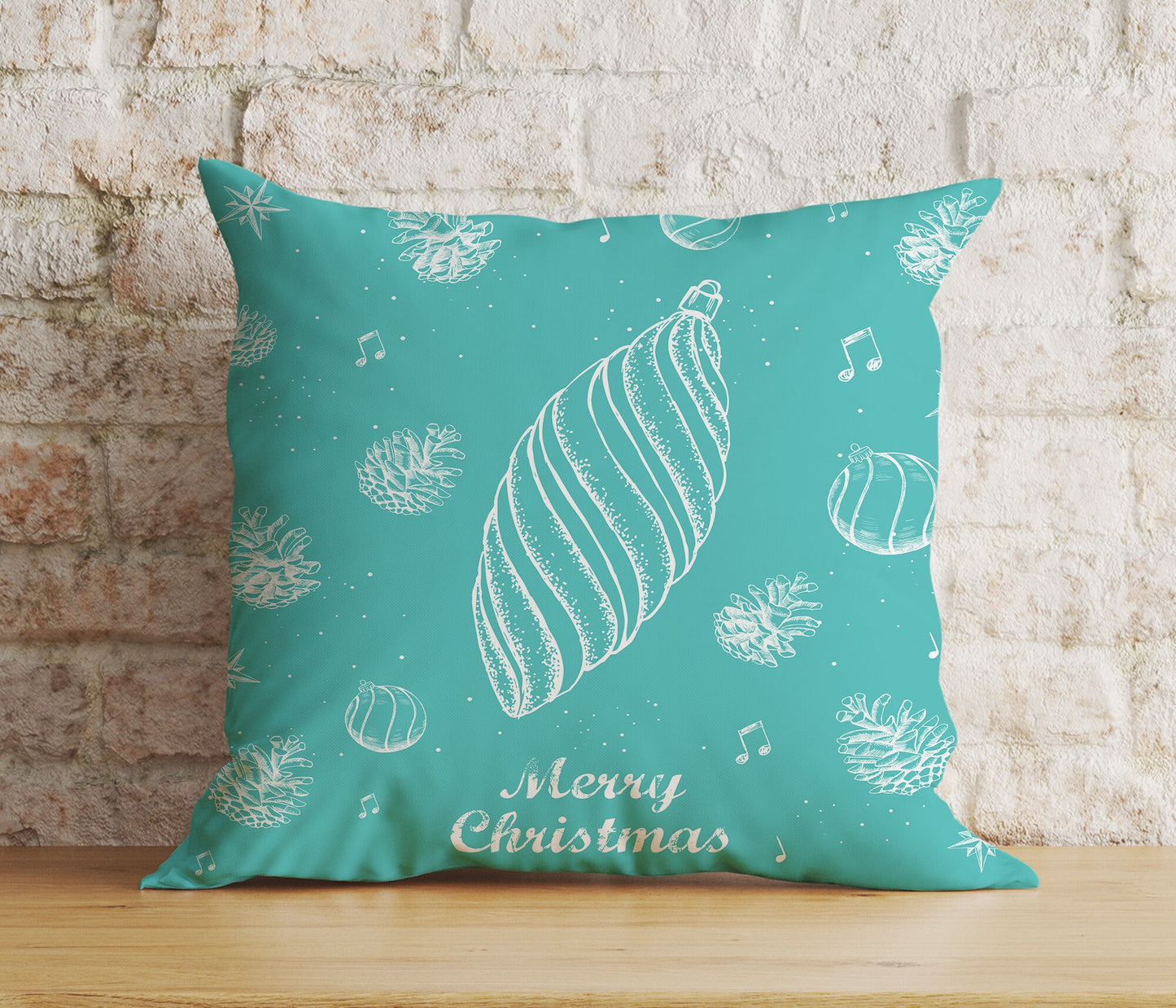 Blue or Turquoise Hello Winter Merry Christmas Cushion Covers