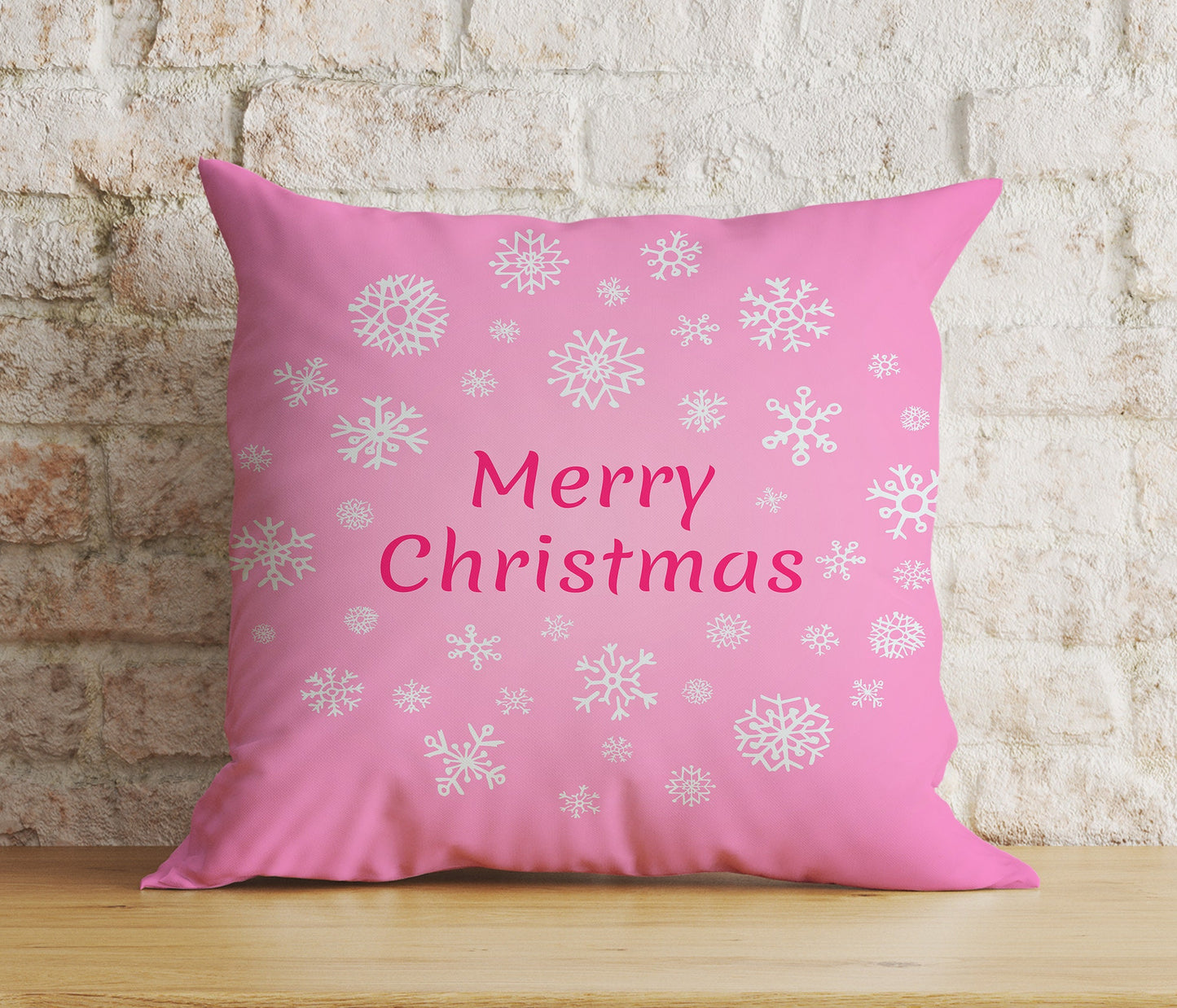 Pastel Merry Christmas Decor Soft Pink Cushion Cover