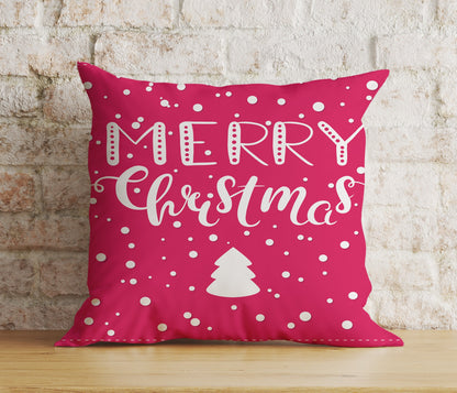 Pastel Merry Christmas Decor Soft Pink Cushion Cover