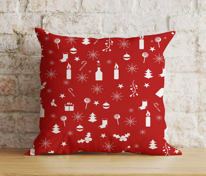 Red Christmas Decoration Snowflake Xmas Cushion Cover