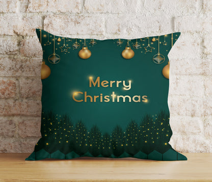 Vibrant Festive Christmas Green White Winter Cushion Cover