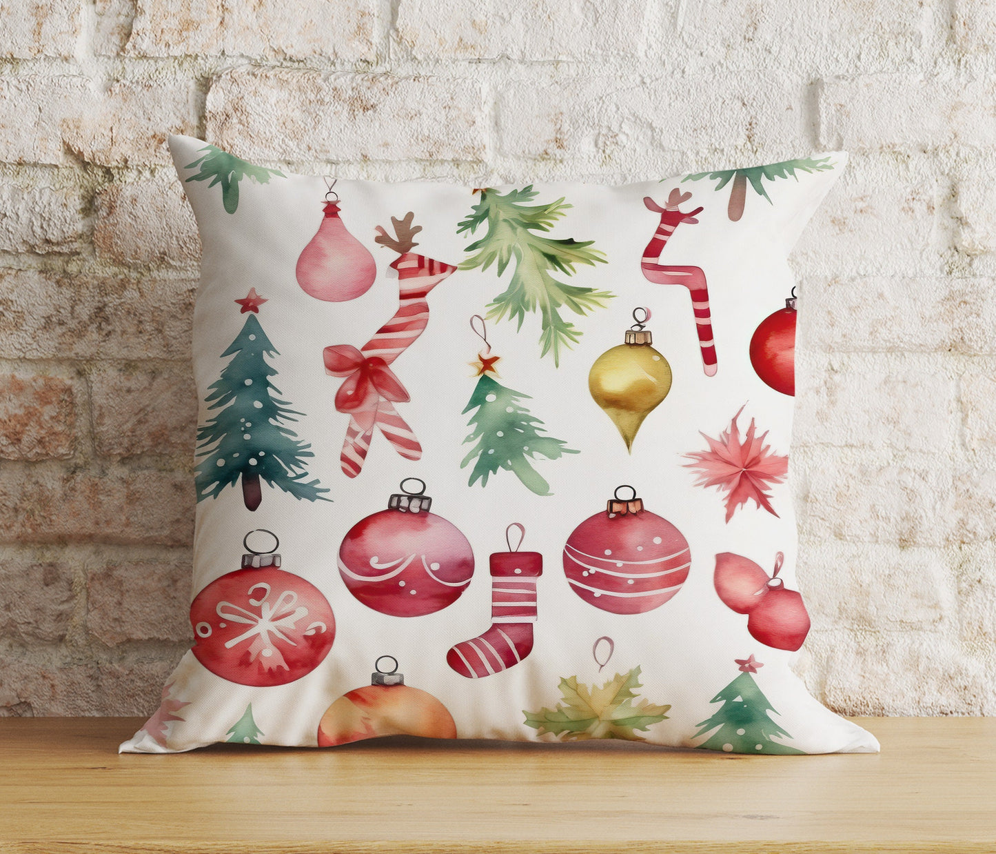 Ornament Xmas Tree Christmas Colorful Festive Cushion Cover