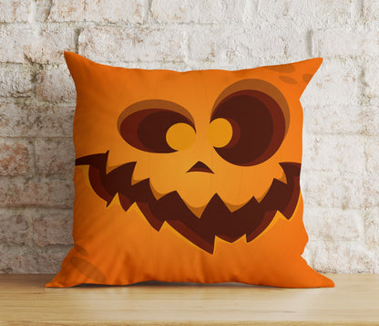 Orange Pumpkin Trick or Treat Spooky Halloween Cushion Cover