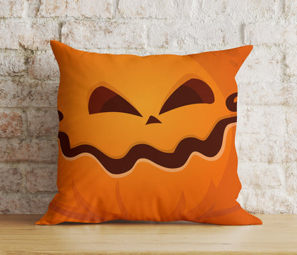 Orange Pumpkin Trick or Treat Spooky Halloween Cushion Cover