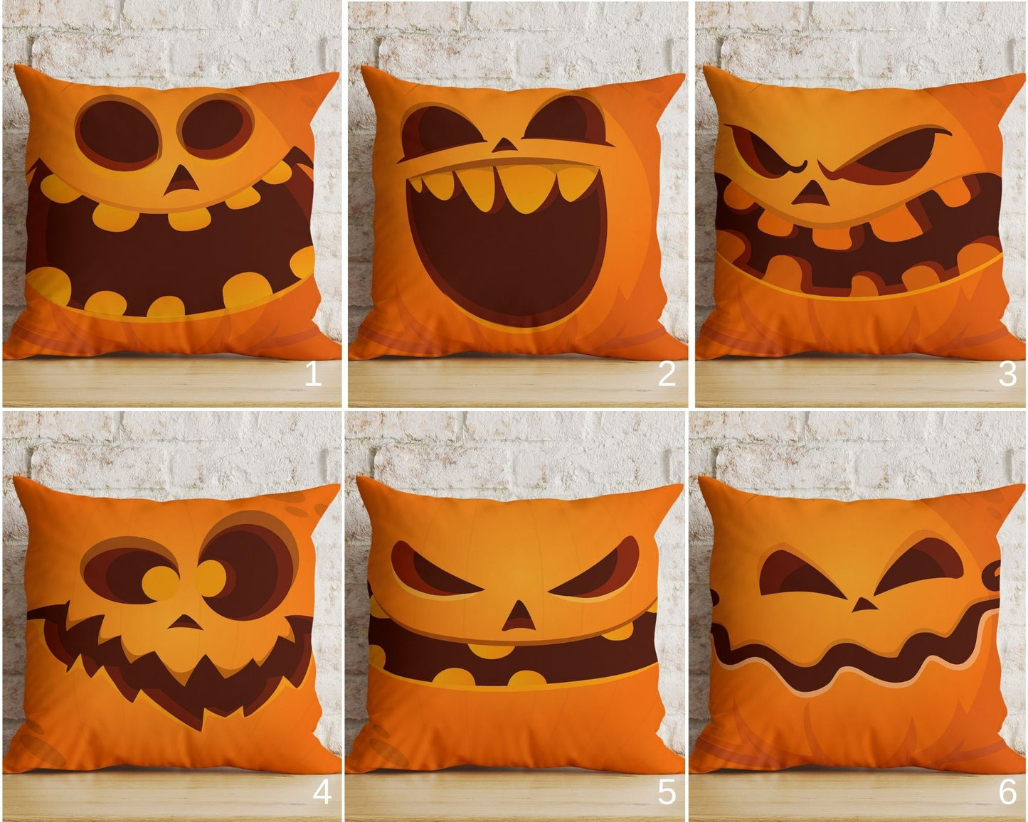 Orange Pumpkin Trick or Treat Spooky Halloween Cushion Cover