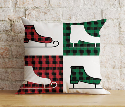 Xmas Wolf Xmas Tree Red & Green Checkered Cushion Cover