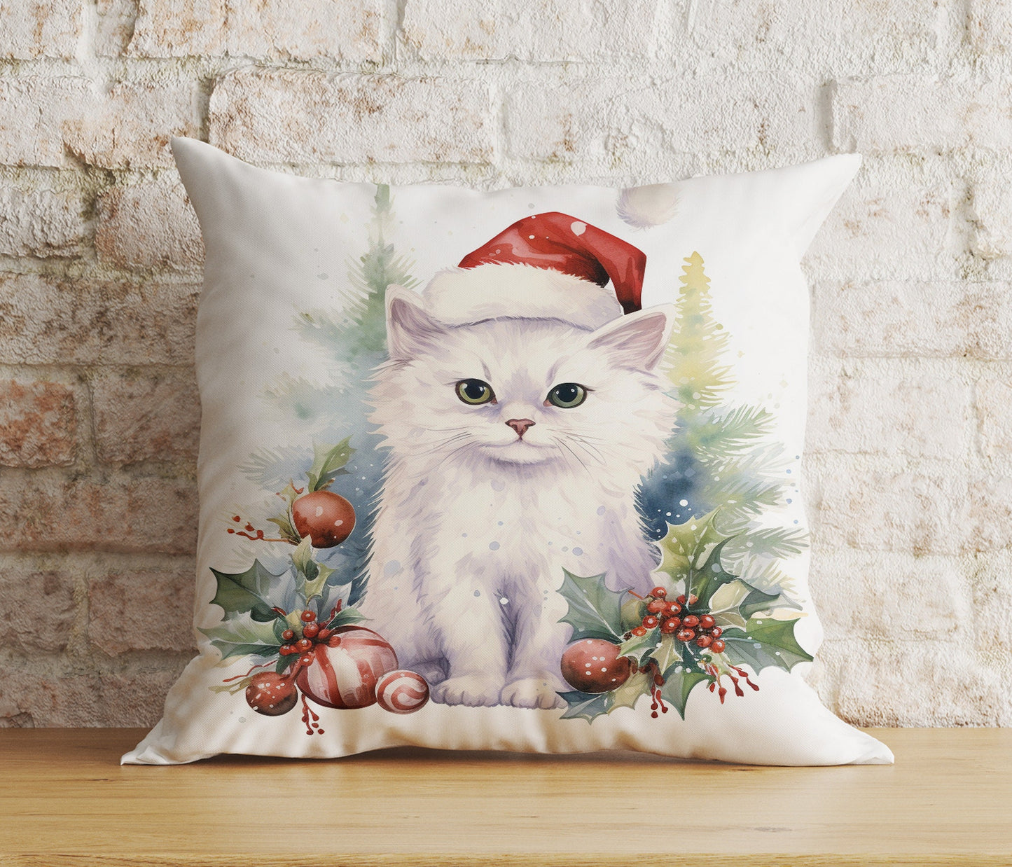 Christmas Cute Kittens in Santa Hats Print Cushion Covers