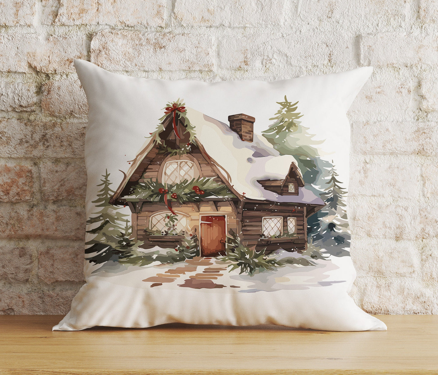 Christmas Winter House Snowy Home Print Cozy Cushion Covers