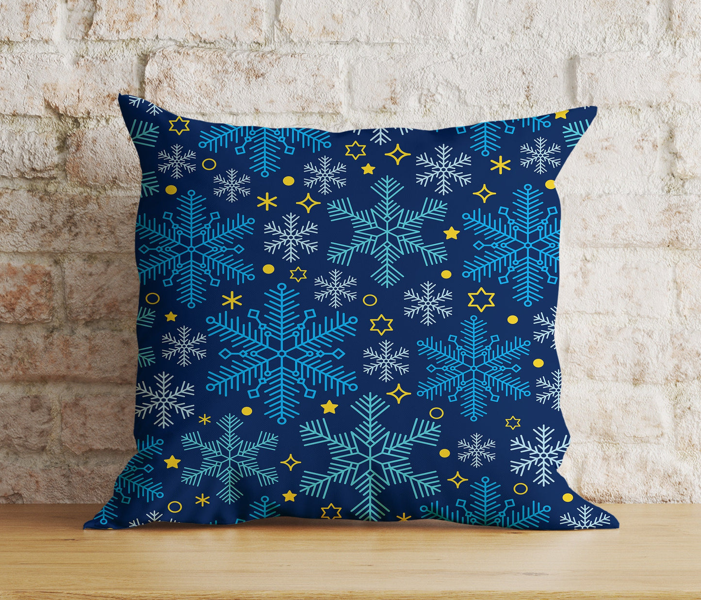 Blue Festive Winter Snowflakes Christmas Print Cushion Covers