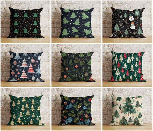 Green Christmas Tree Wonderland Winter Decor Cushion Covers