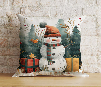 Xmas Cute Snowman Cozy Winter and Holiday Cushion Cover