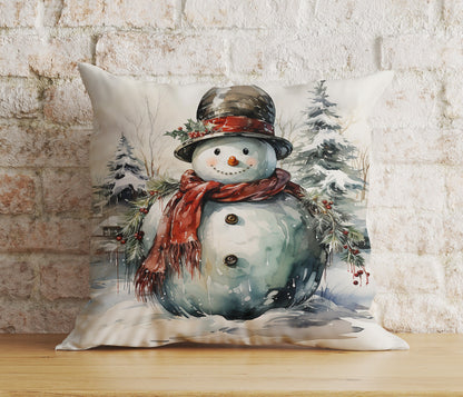 Xmas Cute Snowman Cozy Winter and Holiday Cushion Cover