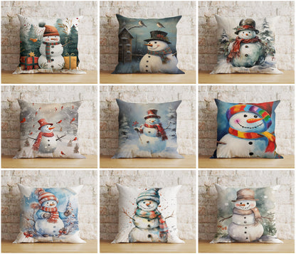 Xmas Cute Snowman Cozy Winter and Holiday Cushion Cover