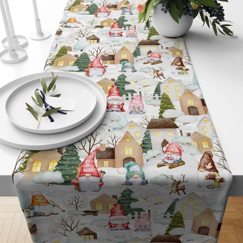 Christmas Red New Year Decoration Table Runner