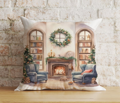 Christmas Gift and Wreath Mantel Living Room Cushion Cover