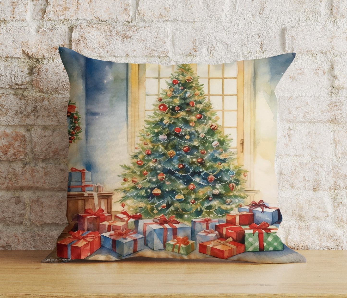 Christmas Gift and Wreath Mantel Living Room Cushion Cover