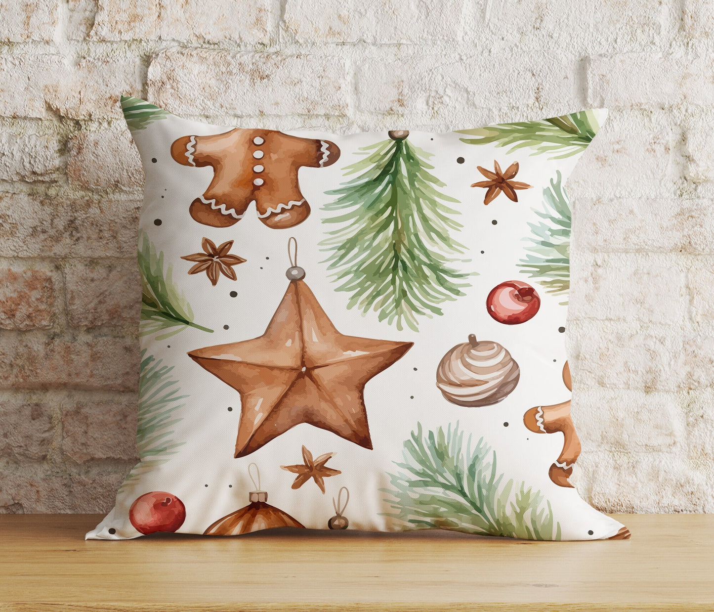 Festive Christmas Snowflake Rustic Plaid Cushion Cover