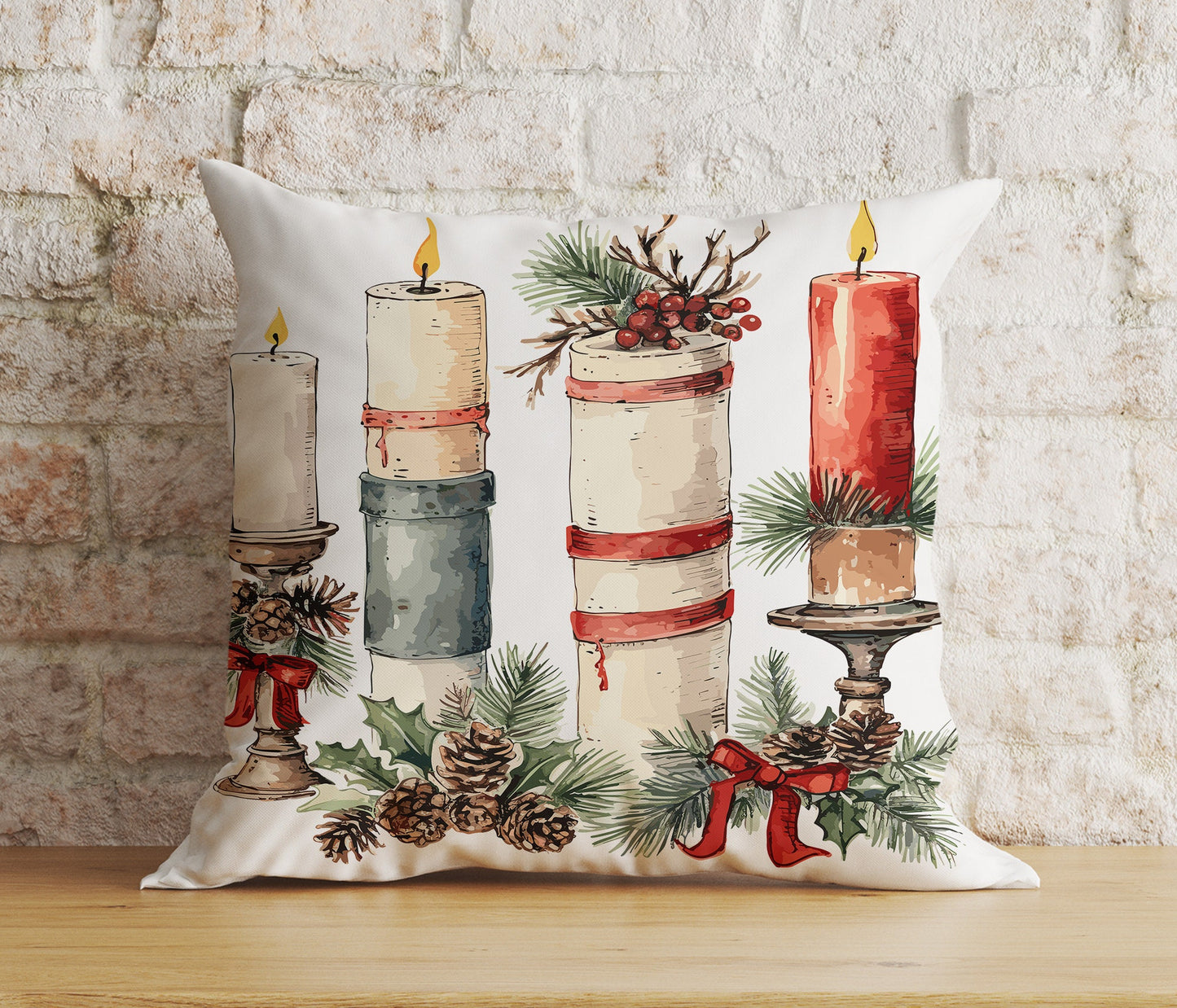 Christmas Candle Xmas & Winter Cozy Noel Cushions Cover