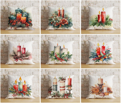 Christmas Candle Xmas & Winter Cozy Noel Cushions Cover