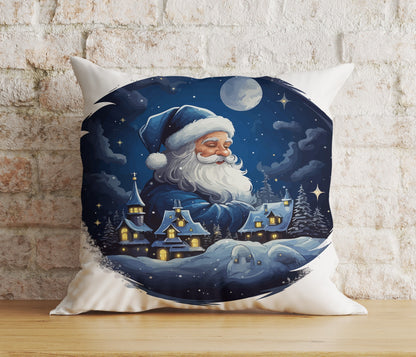 Santa's Sleigh Santa Claus Reindeer Print Cushion Cover