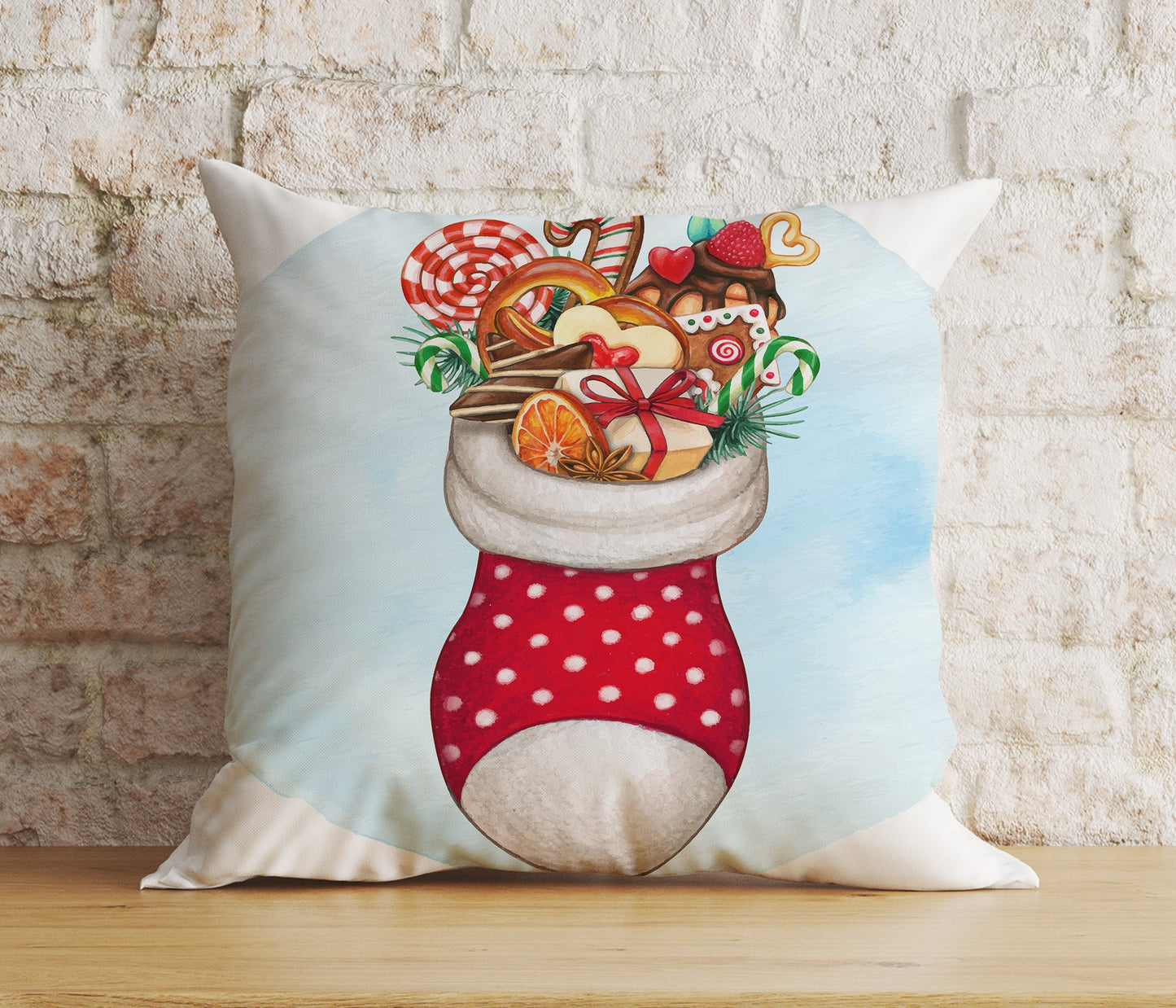 Christmas Stocking Red Xmas Socks Winter Cushion Cover