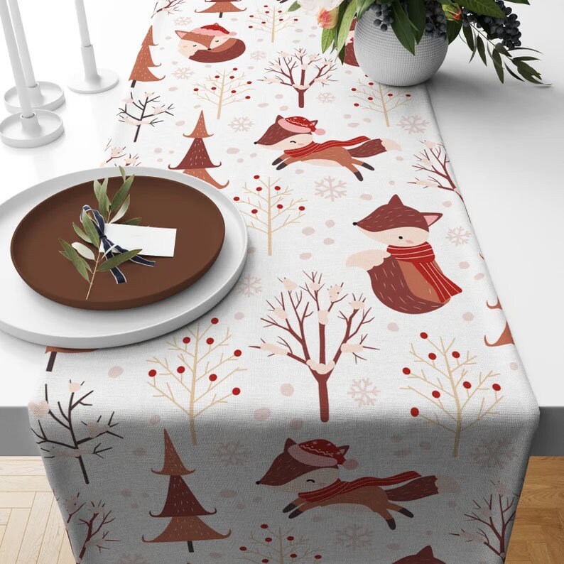 Xmas Pine Trees Christmas Kitchen Decoration Table Runner