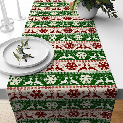 Xmas Deer Christmas Tablecloth Pine Tree Table Runner