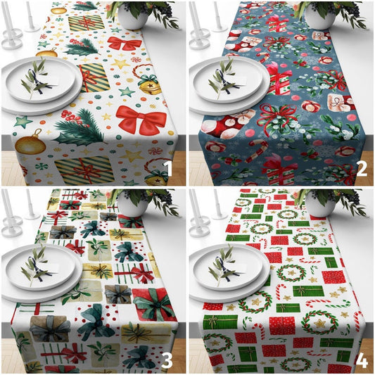 Xmas Gift Box Red Green and Blue Xmas Decor Table Runner