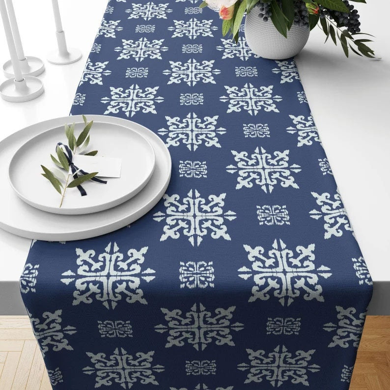 Blue Snowflakes Pattern Christmas Decor Table Runner