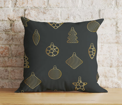 Merry Christmas White Gold Xmas Snowflake Cushion Cover