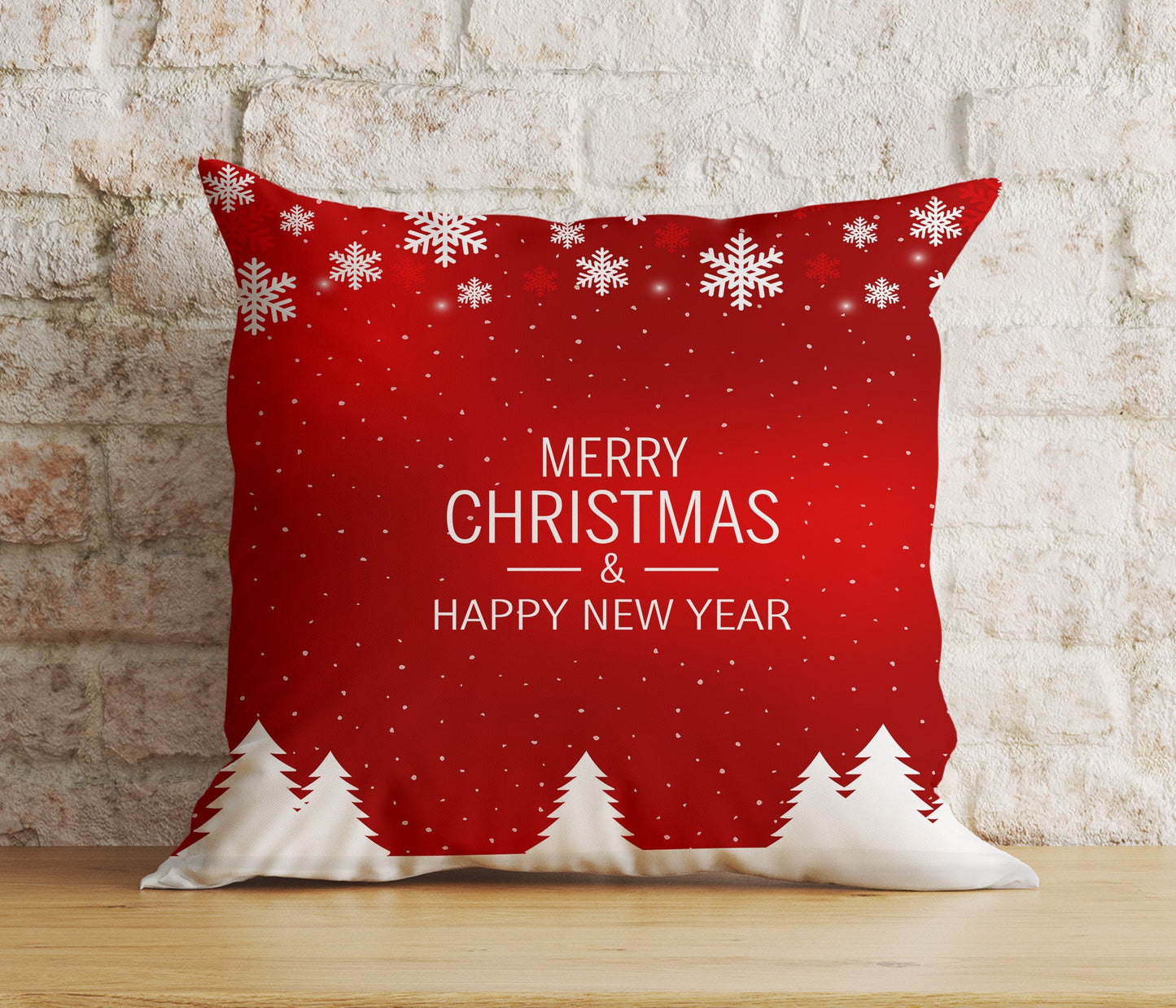 Merry Christmas Red Xmas Tree Snowflake Cushion Cover