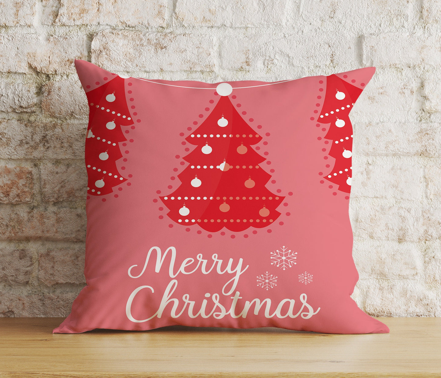 Merry Christmas Red Xmas Tree Snowflake Cushion Cover