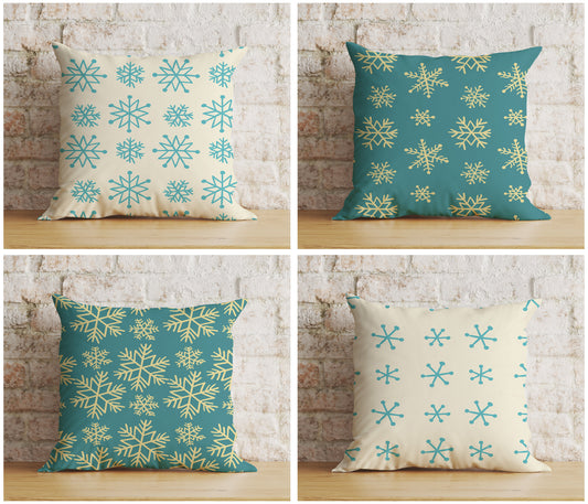 Christmas Winter Snowflake Pillow Covers Xmas Charming Snowflake Cushion Covers