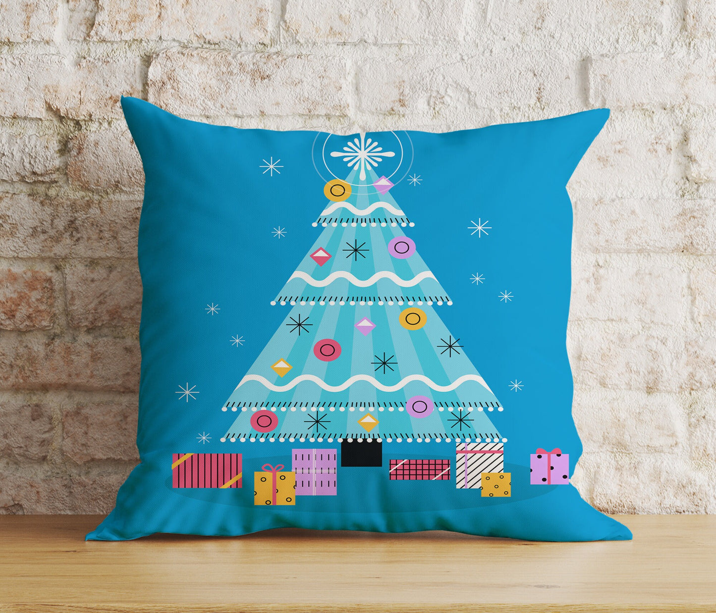 Blue or Turquoise Hello Winter Merry Christmas Cushion Covers